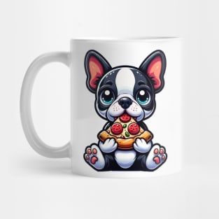 Boston Terrier Eating Pizza Mug